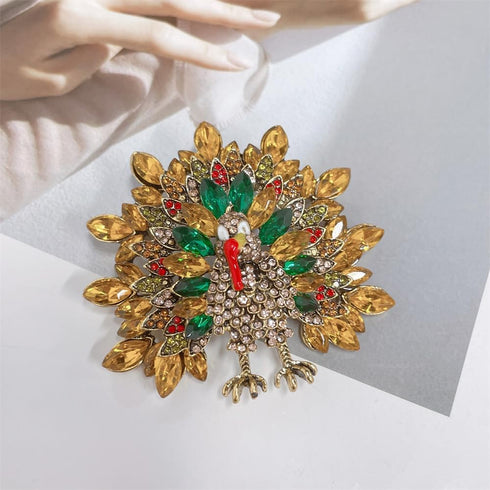 Cute Turkey Rhinestone Thanksgiving Brooch Lapel Pins for Women Girls Fashion Crystal Unique Animal Brooches Pin Ceremony Clothes Accessories Cute...