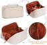 Cessfle Large Capacity Travel Cosmetic Bag, Boho White Makeup Bag Waterproof Leather Travel Toiletry Bag Woven Open Flat Makeup Organizer Bag Quil...