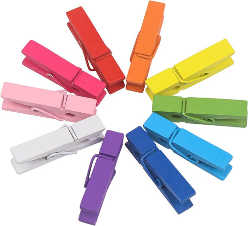 KIMOBER 100PCS Wooden Clothespins,Mixed Colored Craft Peg Pins Clips for Photos Pictures Paper Crafts,1.37Inch...