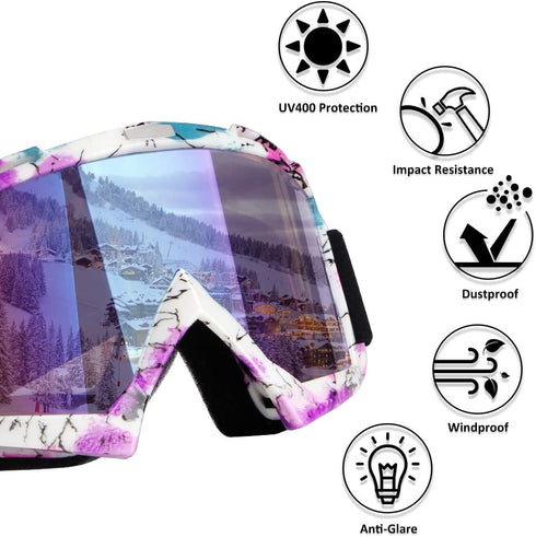 Motorcycle Goggles ATV Goggles Motocross Goggles Windproof Dirt Bike Goggles Dustproof Off Road Goggles Scratch Resistant PU Helmet MX Goggles Ski...