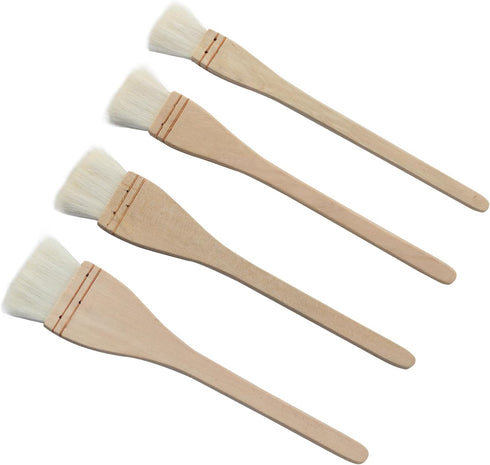 Creative Mark Hake Paintbrush Set 4PCS Professional Soft White Goat Hair Stitch-Tied Brushes for Wash, Background Work,Watercolor and Ceramic Pott...