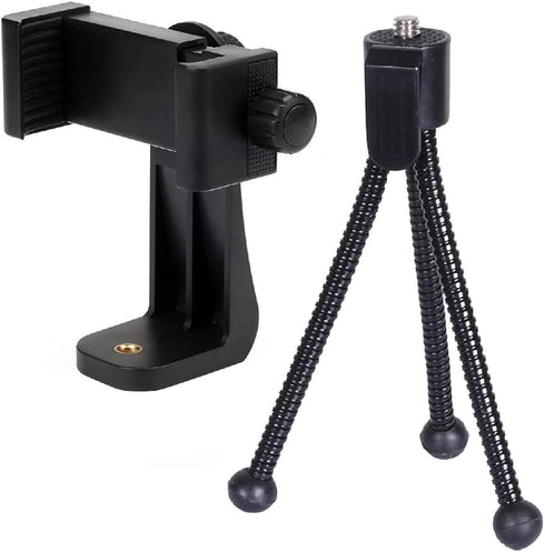 Alphx Universal Smartphone Tripod Cell Phone Holder Mount Adapter Set, Fits iPhone, Samsung, and All Phones, Rotates Vertical and Horizontal with ...
