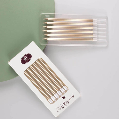 BEAN LIEVE 24-Count Birthday Candles - Long Thin Cake Candles Slow Burning Candles for Birthday, Wedding, Lucky Party Decoration (Champagne Gold)...