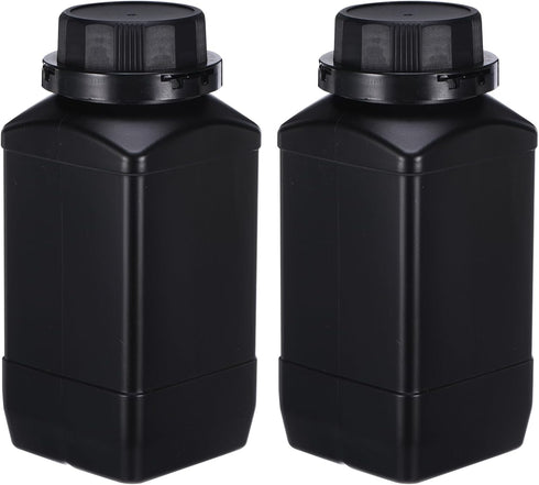 PATIKIL 2 Pcs 1000ml Reagent Bottles, HDPE Wide Mouth Square Bottles with Screw Cap for Lab Water Reagent Liquids Solid Sample Storage Seal, Black...