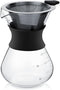 Zopsc 400ml Manual Hand Drip Glass Coffee Maker Pot with Stainless Steel Filter, Tick Marks, Fine Mesh, Suitable for Kitchen, Dining Table, Easy t...