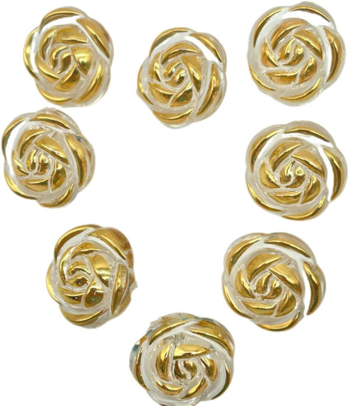 50pc 20mm Gold Edge Transparent Rose Flower Buttons for DIY Decoration Buttons Sewing Accessories Supplies...
