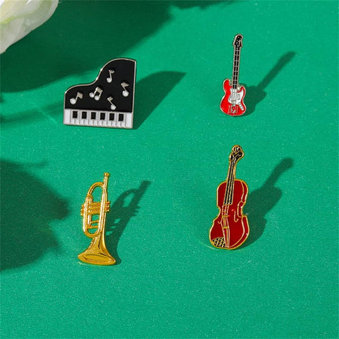 4pcs Guitar Violin Enamel Pins Cute Brooches Concert Metal Enamel Pins For Women Kids Friends for Clothes Hat Backpacks Jackets Shirt Decoration...