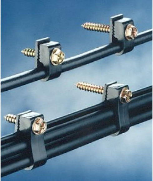 (TM) Flex Single Coaxial Cable Clips, Cat6, Electrical Wire Cable Clip, 1/4 in (6 mm) Screw Clip and Fastener, Black (100 Pieces per Bag)...