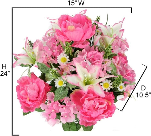Admired By Nature Spring Bush Artificial Hydrangea Flowers, Pink-Lily...