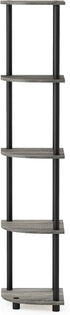 Furinno Turn-N-Tube 5 Tier Corner Display Rack Multipurpose Shelving Unit, 1-Pack, French Oak Grey/Black...