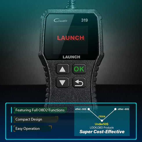 LAUNCH OBD2 Scanner Engine Fault Code Reader, CR319 Code Reader Scanner, CAN Diagnostic Scan Tool Supports DTC Lookup, Mode6 O2 Sensor for OBDII P...