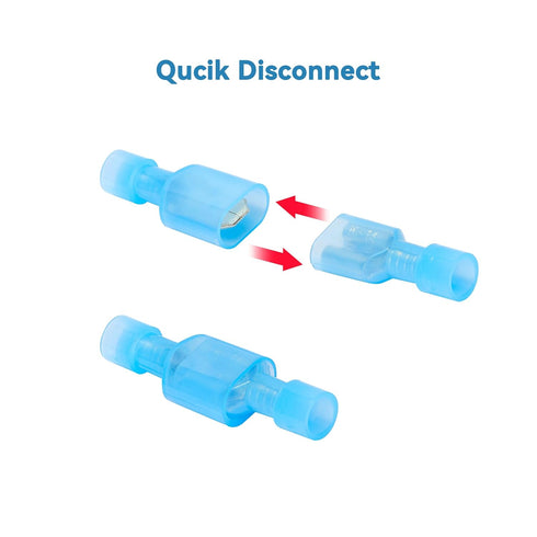 HKS 200PCS Nylon Spade Quick Disconnect Connector Kit - Male and Female Electrical Wire Connectors Kit - Tinned Copper - Cold-Pressed Wire Spade T...