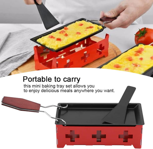 Portable Non Stick Cheese Raclette Rotaster,Home Kitchen Grilling Tool,Raclette Cheese Melter,Baking Pan for Raclette Grill, Raclette Set,Mini Rac...