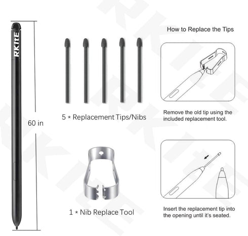EMR Stylus with Eraser for AMZ Kindle Scribe/Remarkable 2 / BOOX, Kindle Scribe Pen Replacement, Remarkable 2 Pen Replacement with 5 Tips/Nibs...
