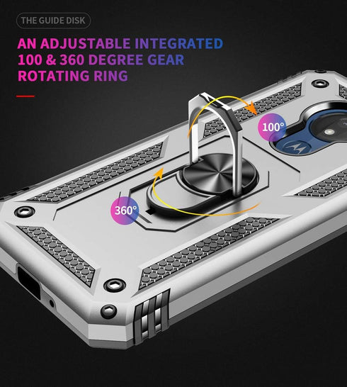 Military Grade Drop Impact for Motorola Moto G7 Power Case Moto G7 Supra Case 360 Metal Rotating Ring Kickstand Holder Magnetic Car Mount Armor Sh...