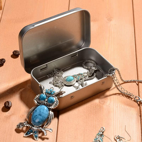 AKOAK 3 Pcs 3.7 x 2.4 x 0.8 Inches Silver Rectangular Empty Hinged Tins Box Containers for First Aid Kit,Survival Kits,Storage,Herbs,Pills,Crafts ...