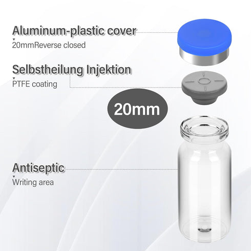 Sterile Empty Vials with Self Healing Injection Port,with Aluminum Plastic Cap?Sealed Empty Vials (10ML 12PCS)...
