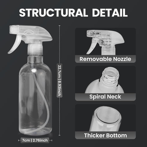 DIYSELF 2 Pack Spray Bottles for Cleaning, Empty Spray Bottle Clear, Plastic Spray Bottles Heavy Duty, Water Spray Bottle with Adjustable Nozzle, ...