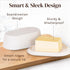 Eco Modern Bamboo Fiber Butter Dish with Lid For Countertop – White Butter Crock Holder – Small Tray Fits Kerrygold, European Style Sticks - Dishw...