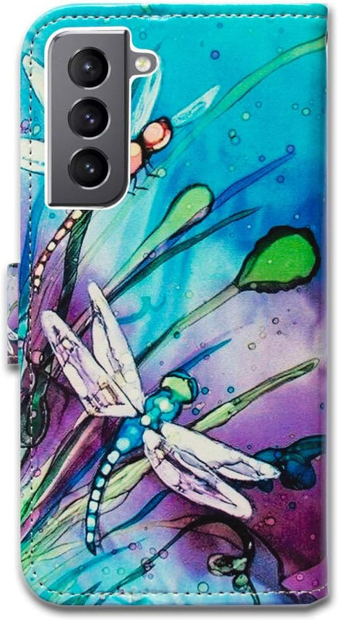 Case for Galaxy S21 Plus 5G, Cute Dragonfly Leather Flip Phone Case Wallet Cover with Card Slot Holder Kickstand for Samsung Galaxy S21 Plus...
