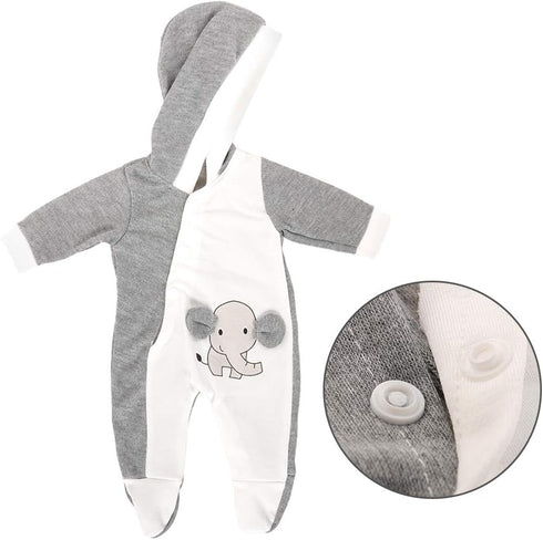 Miunana 13-15 Inch Baby Doll Clothes Elephant Pajamas Outfit 1pcs for New One Year Old 15 Inch Small Baby Doll Clothes Grey and White Doll Pajamas...