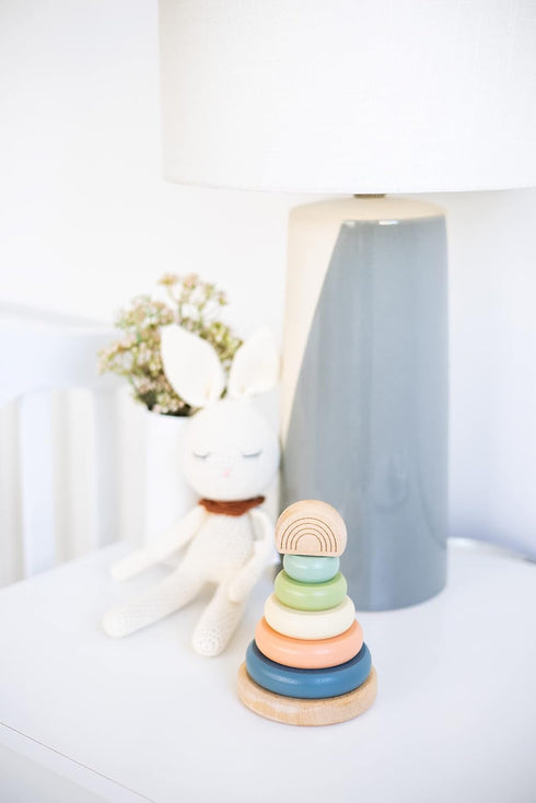 Pearhead Wooden Stacking Rainbow Toy, Baby and Toddler Ages 12+ Months Montessori Toy, Interactive Stackable Rings Learning Toy, Baby Girl or Baby...