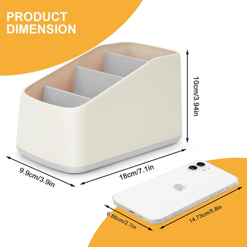 Remote Control Holder with 4 Compartments,TV Remote Caddy/Box/Tray Organizer for Bedside Table/Office Desk,Desktop Storage Organizer for Small Con...