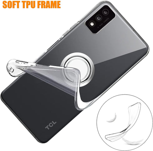 Case for TCL 30T (T603DL) Phone Case Clear with Ring Kickstand,Tempered Glass Screen Protector, Shockproof (Clear)...