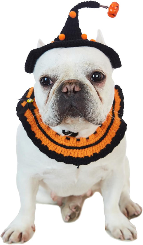 Cat Halloween Hats Handmade Crochet Pet Hat Dog Halloween Master Costumes Cap Cat Cute Accessory for Dogs Cats Pets Hat (S)...