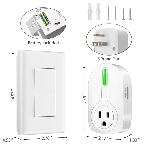 K KASONIC - Wireless Remote Control Outlet, Indoor Remote Light Switch for Plug in Lamp, Small Electrical Appliance up to 100 Feet Away, 10A/1200W...