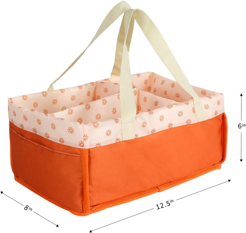 Baby Diaper Caddy Organizer Nursery Storage Basket Diaper Tote Bag Nappy Storage Bin for Car Travel (Orange)...