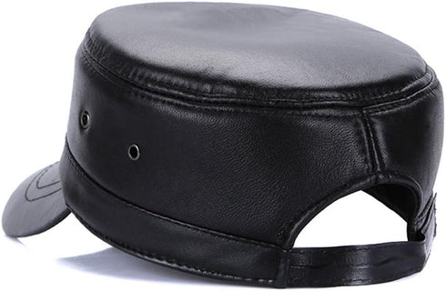 Vintage Solid Lambskin Leather Military Cadet Cap Army Hat...
