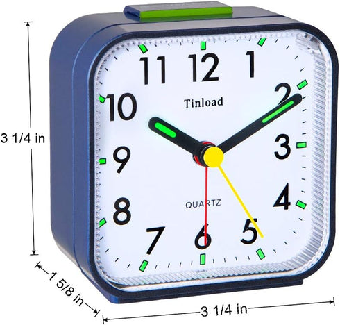 Small Battery Operated Analog Alarm Clock Silent Non Ticking, Ascending Beep Sounds, Snooze,Light Functions (Blue)...