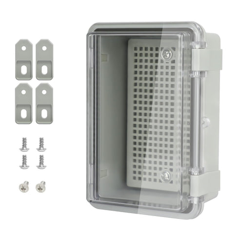 ABS Plastic Dustproof Waterproof IP65 Junction Box Hinged Shell Universal Electrical Project Enclosure Gray, with PC Transparent Clear Cover 5.9 x...