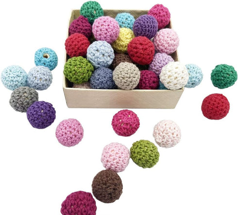 Wooden Crochet Beads 20mm 50pc Mix Color Beads DIY Accessories for Making Necklace Bracelet...