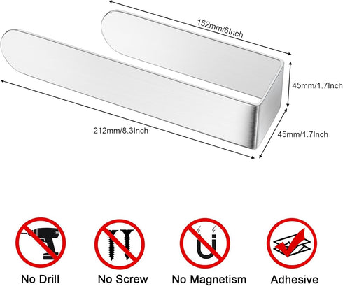 HUFEEOH 2 Pack Adhesive Hand towel holder, Sticky Towel Bar Towel Holder Wall Mounted, Stainless Steel Kitchen Towel Holder Hand Towel Rack for Ba...