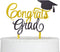 Congrats Grad Cake Topper 2025 Graduation Cake Topper Grad Party Decorations (Gold&Black)...