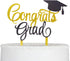 Congrats Grad Cake Topper 2025 Graduation Cake Topper Grad Party Decorations (Gold&Black)...
