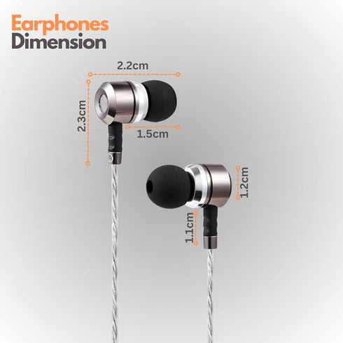 sephia SP3060 Wired Headphones, HD Bass Driven Audio, Lightweight Aluminum Wired in Ear Earbud Headphones, S/M/L Ear Bud Tips, Earphone Case, 3.5m...