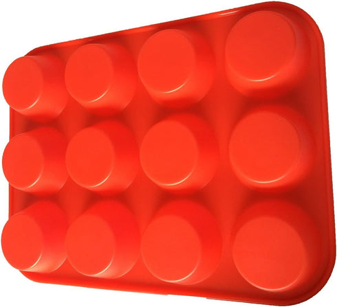 2PCS Thicken-12 Cup Silicone Muffin Pan - Cupcake Baking Pan Great for Making Muffin Cakes, Tart, Bread -Non - Stick Silicone Mold/Dishwasher - Mi...