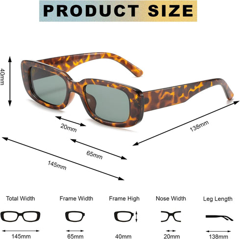 Rectangle Sunglasses for Women Men RetroTrendy Lenses Narrow Thin Square Frame Sunglasses...