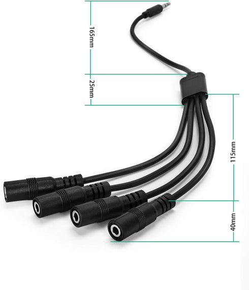 3.5mm Headphone Splitter Cable,ONXE 1/8 Inch AUX Stereo Jack Audio Splitter 1 Male to 2 3 4 Female Adapter Cable for Mp3 Player Mobile Phone Lapto...