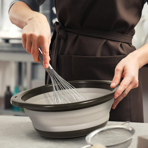 Glad Large Mixing Bowl Collapsible - 5.5L | Foldable Plastic & Rubber Container with Handles for Baking | Dishwasher Safe Kitchen Supplies and RV ...