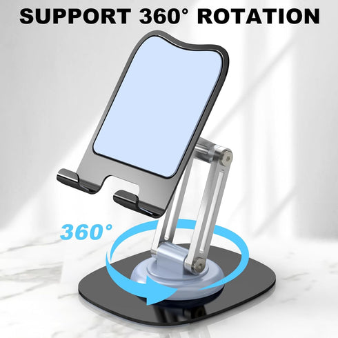 Cell Phone Stand, Fully Adjustable Foldable Desktop Phone Holder, 360 Degree Rotating Desktop Phone Stand for Recording Compatible with iPhone 15 ...