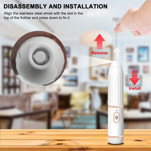 Milk Frother for Coffee Handheld Electric Rechargeable, Double Whisks 2 in 1 Hand Drink Mixer Milk Foamer for Cappuccino Latte Hot Chocolate,Small...