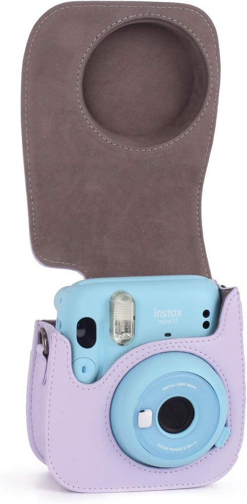 Phetium Instant Camera Case Compatible with Instax Mini 11/12,PU Leather Bag with Pocket and Adjustable Shoulder Strap (Lilac Purple)...