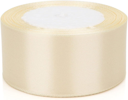 25 Yards 1-1/2 inches Wide Satin Ribbon Suitable for Wedding, Party and Gift Box Packaging Ribbon (Rice White, 1-1/2")...