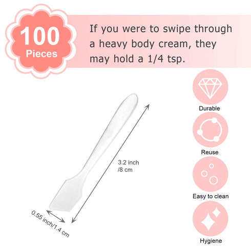Mini Disposable Plastic Cosmetic Spatulas - SumDirect 100 Pcs Frosted Clear Skincare Makeup Mask Spatula...