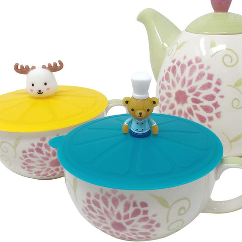 Wrapables Silicone Cup Lids, Anti-Dust Airtight Mug Covers for Hot and Cold Beverages (Set of 6), Charming Animals...