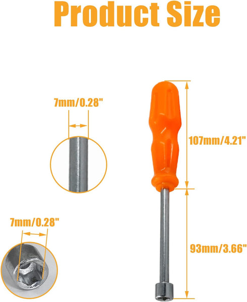 7mm Socket Wrench Screwdriver, High-Carbon Steel Hexagon Nut Driver Non-Magnetic Tip Hex Nut Screwdriver Hand Tool...